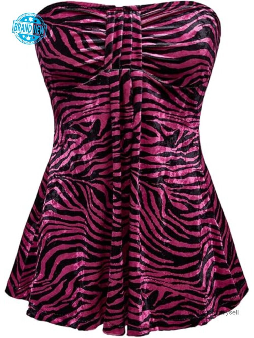 Strapless Tube Top with Ruffle Hem Pleated Front Bandeau Top